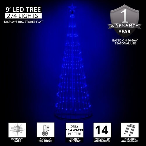 4' 6' 9' 12' Blue Animated LightShow Cone Tree Christmas Outdoor Yard LED 14 Mod