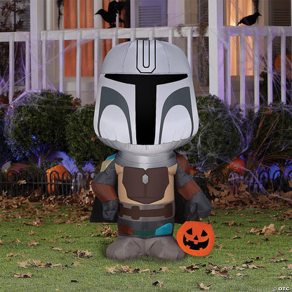 42" Mandalorian Inflatable Outdoor Halloween Yard Decoration Airblown Star Wars