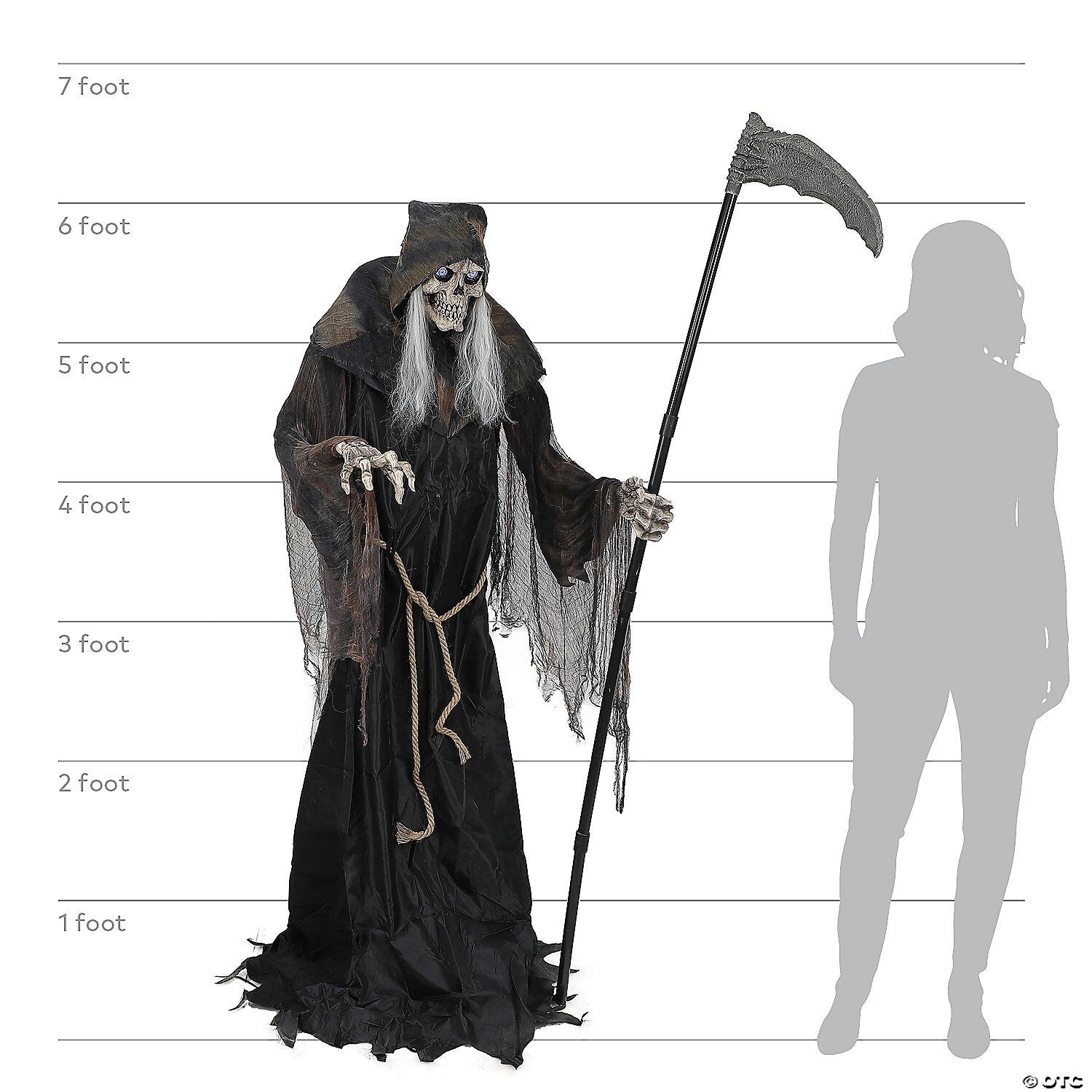 6 Ft Lunging Reaper w Digital Eyes Halloween Haunted Graveyard Prop Animatronic