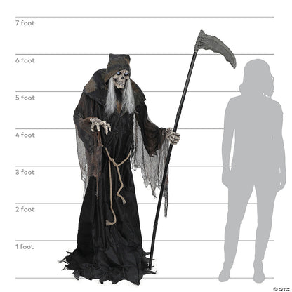 6 Ft Lunging Reaper w Digital Eyes Halloween Haunted Graveyard Prop Animatronic