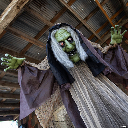 LifeSize Hunchback Witch Animated Halloween Decor Outdoor Haunt Yard Porch Prop
