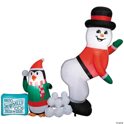 6 Ft Animated Snowball Fight Penguin Christmas Inflatable Outdoor Yard Decor