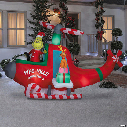10 Ft Grinch Max Helicopter Animated Inflatable Christmas Outdoor Yard Decor