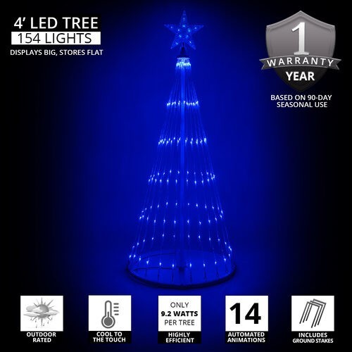 4' 6' 9' 12' Blue Animated LightShow Cone Tree Christmas Outdoor Yard LED 14 Mod