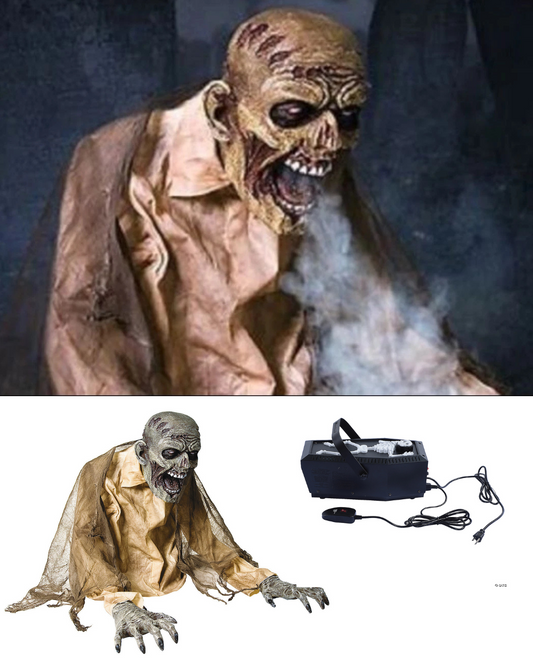 Gaseous Zombie Animated w 1000 Watt Fog Machine Halloween Haunted Prop Outdoor