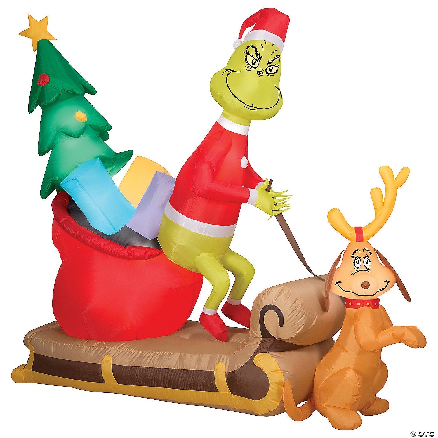 78" Grinch & Max w Sleigh Inflatable Christmas Outdoor Yard Decoration Lighted