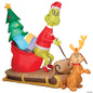 78" Grinch & Max w Sleigh Inflatable Christmas Outdoor Yard Decoration Lighted