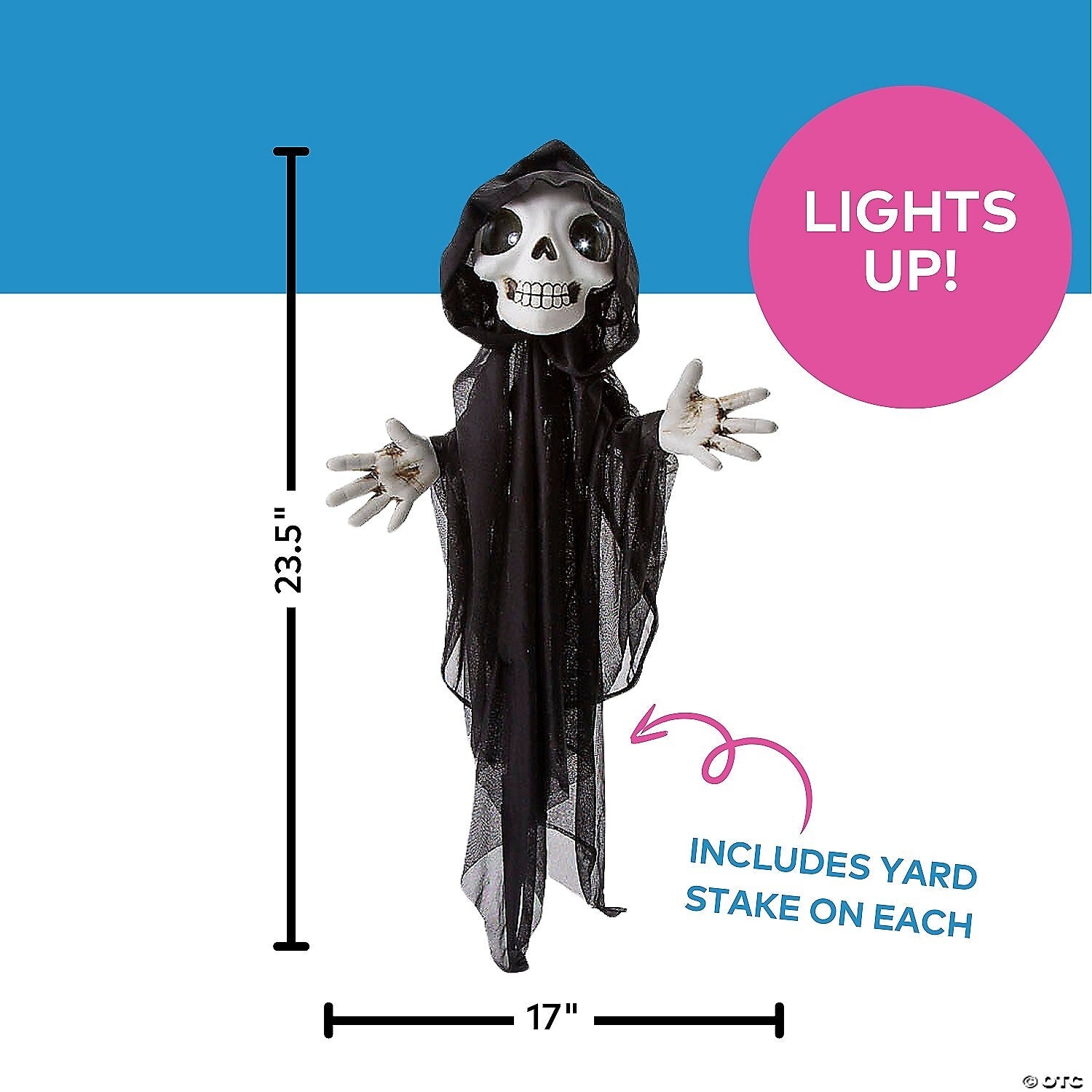 2 Ft Skeleton Reaper Yard Path Stakes Halloween Outdoor Haunt Decoration Lighted