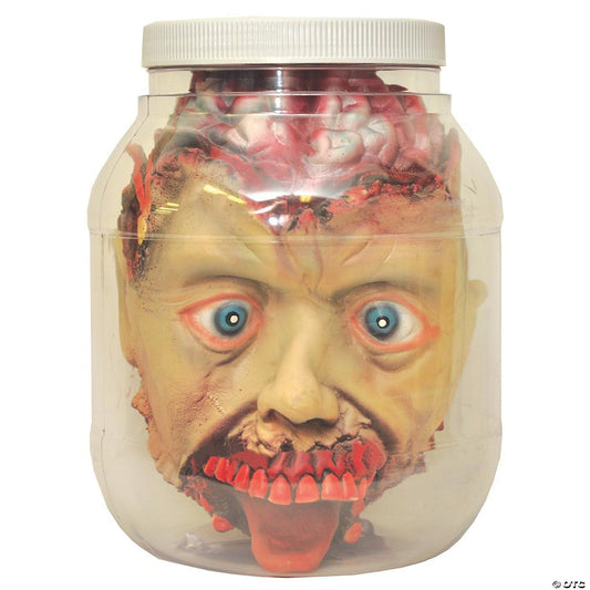 Corpse Dead Head In A Jar Zombie Halloween Decoration Haunted House Prop