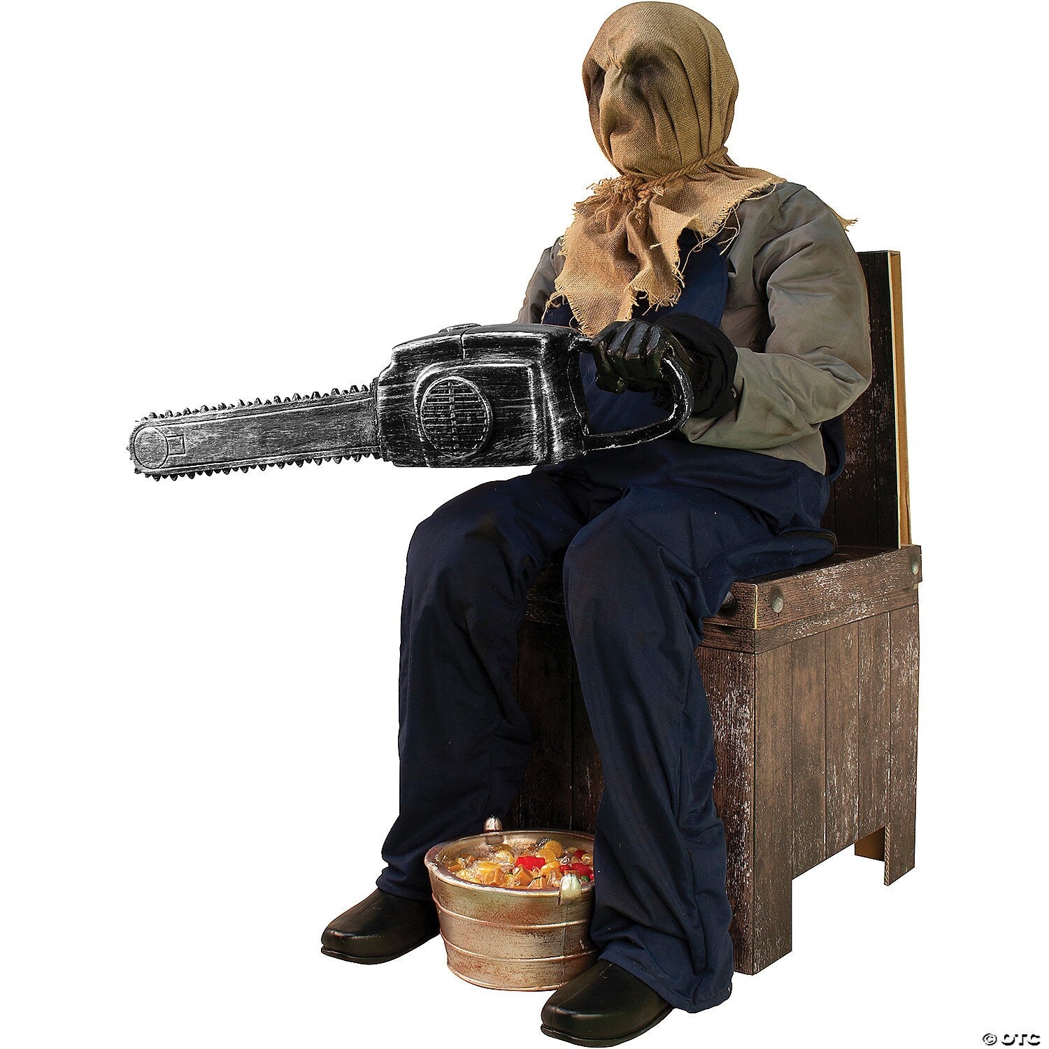 Life Size Chainsaw Scarecrow Greeter Animated Halloween Haunted Prop Outdoor