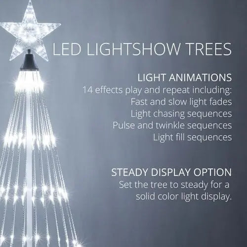 4' 6' 9' 12' Cool White Animated LightShow Cone Tree - 14 Modes