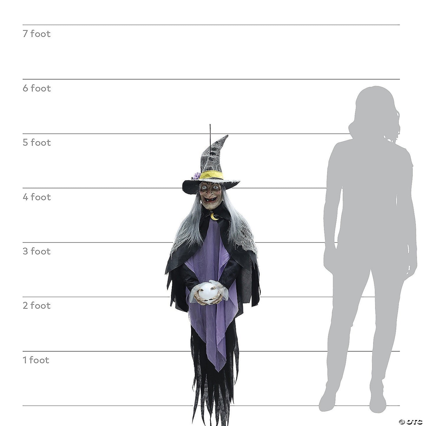 Life Size 5 Ft Witch w Crystal Ball Animated Halloween Decor Haunt Porch Prop