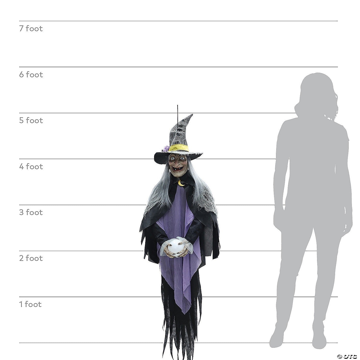 Life Size 5 Ft Witch w Crystal Ball Animated Halloween Decor Haunt Porch Prop