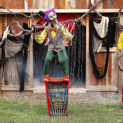 6 Ft Carnival Barker Clown Animatronic Halloween Circus Haunt Decor Prop Servo