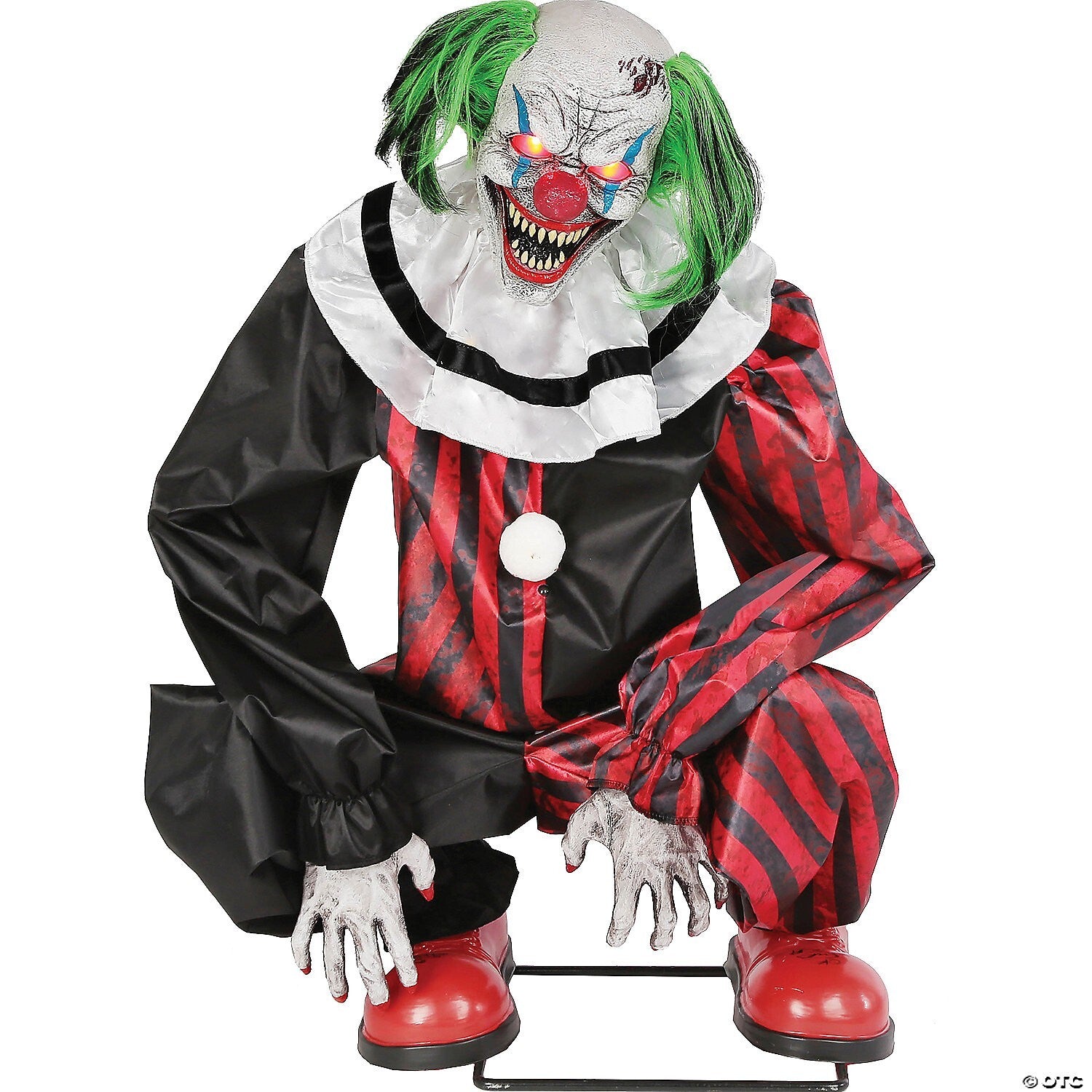 Life Size Evil Crouching Clown Animated Halloween Prop Haunted Circus Carnival