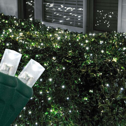100 LED 5mm cool white Christmas net lights on green wire in 10 colors