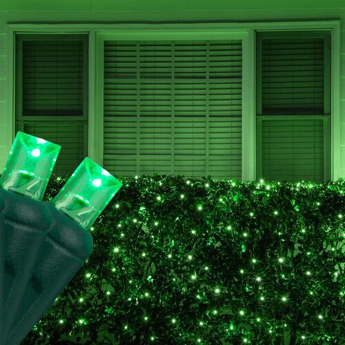 100 LED 5mm green Christmas net lights on green wire in 10 colors