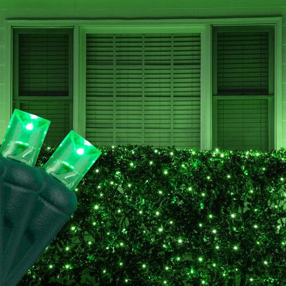 100 LED 5mm green Christmas net lights on green wire in 10 colors