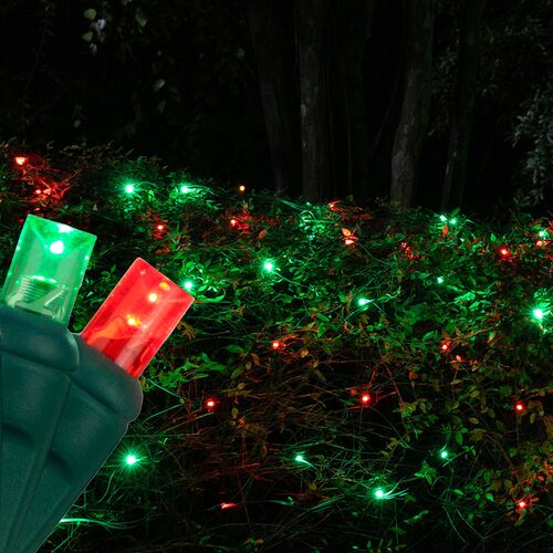 100 LED 5mm red and green Christmas net lights on green wire in 10 colors