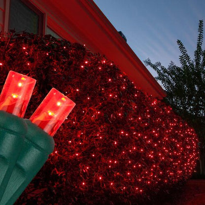 100 LED 5mm red Christmas net lights on green wire in 10 colors