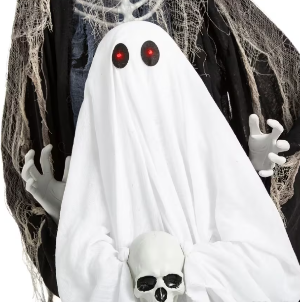 Life Size Raising Ghost with Skeleton Reaper Animated Halloween Prop