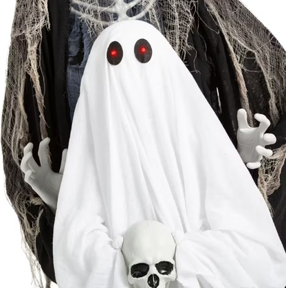 Life Size Raising Ghost with Skeleton Reaper Animated Halloween Prop