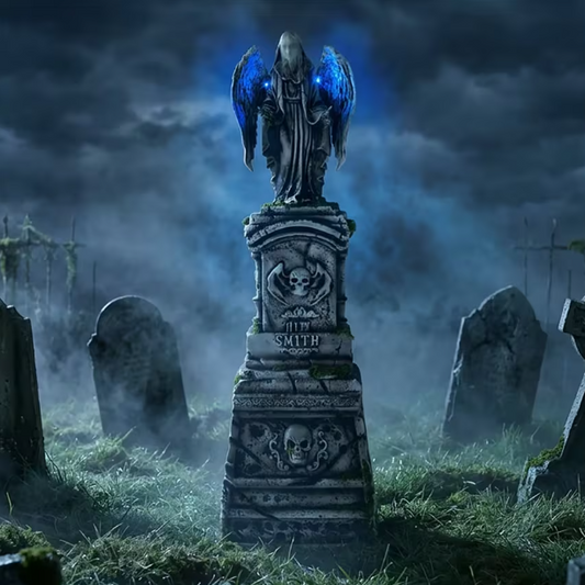 5.7 Ft Angel &amp; Skulls Tombstone Light-Up Prop