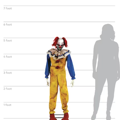 5 Ft Twitching scary Clown Animated Halloween Prop