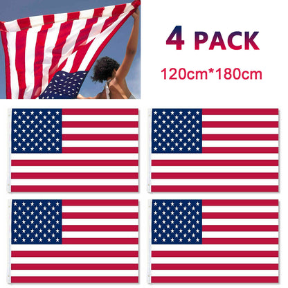 4’ x 6’ American Flag – Premium Polyester (Set of 4)