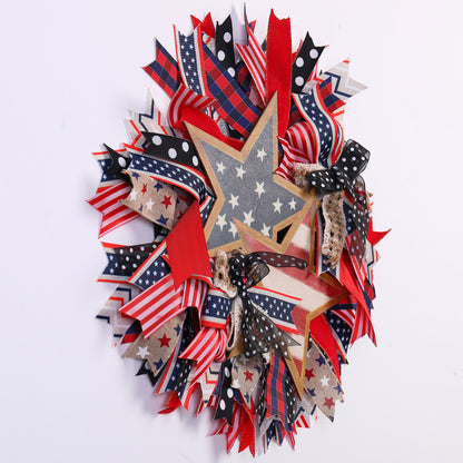 17.7" Patriotic Stars & Stripes Ribbon Wreath