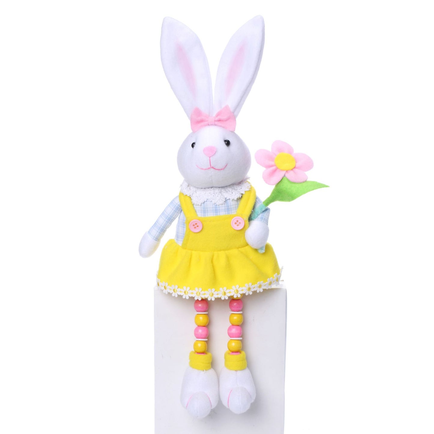 16.5" Easter Bunny Sitters with Wood Bead Legs - Boy or Girl