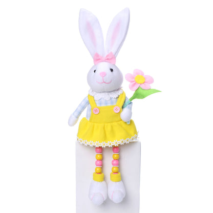 16.5" Easter Bunny Sitters with Wood Bead Legs - Boy or Girl