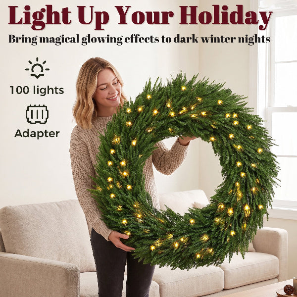 36 Inch Pre-Lit Norfolk Pine Christmas Wreath – additional product view 5