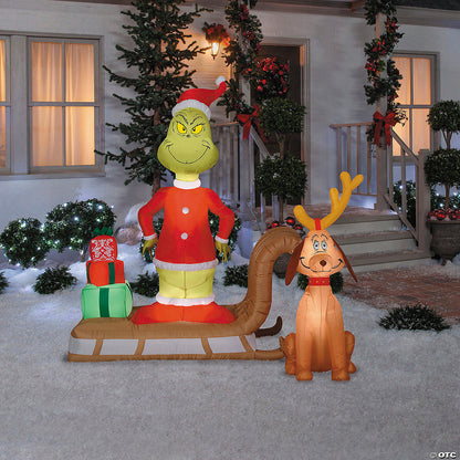 6 Ft Grinch & Max with Sled Inflatable
