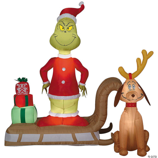 6 Ft Grinch & Max with Sled Inflatable
