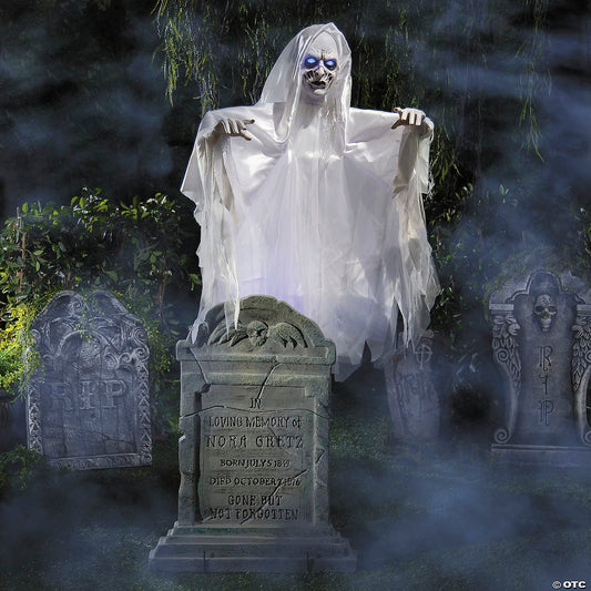 6 Ft Ghost Woman Over Tombstone