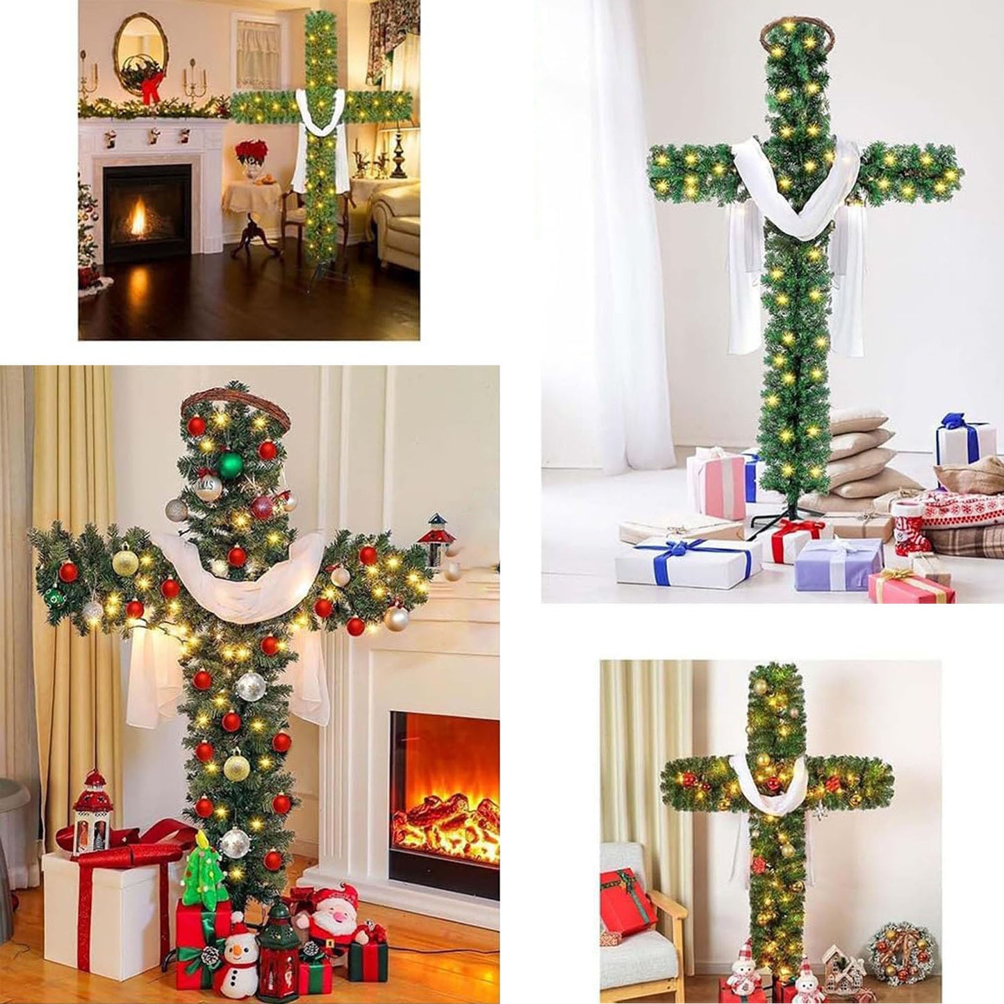Pre-Lit Easter or Christmas Cross Tree