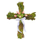 Cross-Shaped Grapevine Easter Wreath with Tulips & White Ribbon