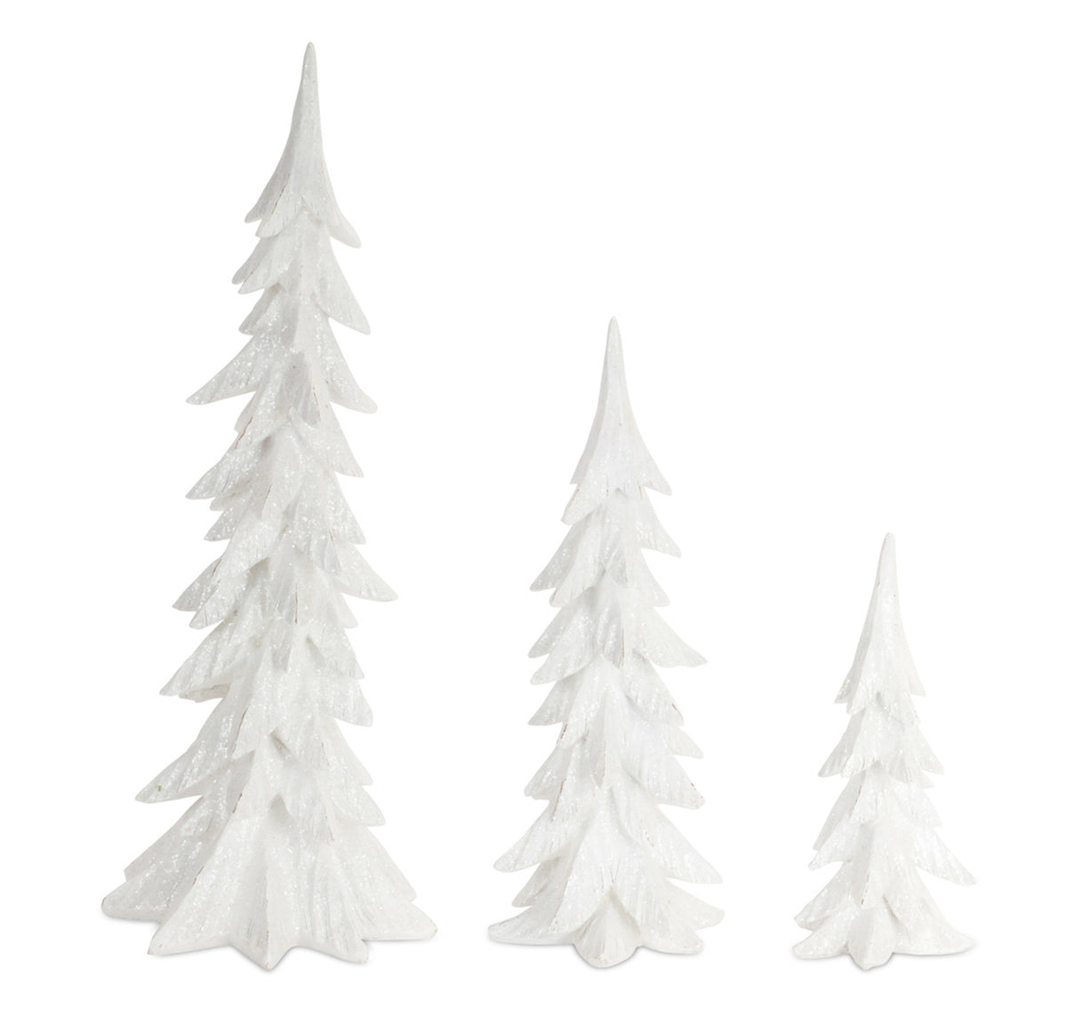 White Shimmer Tabletop Holiday Tree (Set of 3) — Melrose International product photo