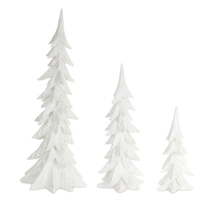 White Shimmer Tabletop Holiday Tree (Set of 3) — Melrose International product photo