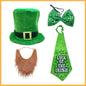 St. Patrick's Day Green leprechaun hat, bow tie, tie, and beard costume accessory set 