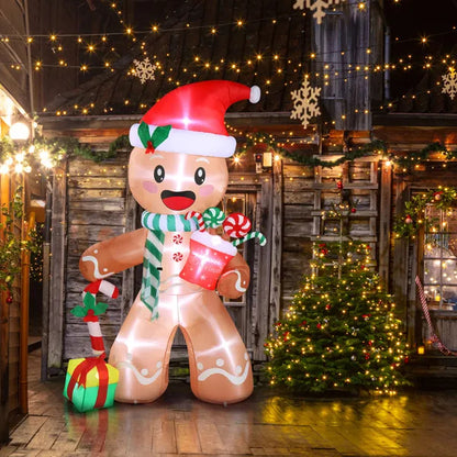 7.9 FT Lighted Inflatable Gingerbread Man with Gifts