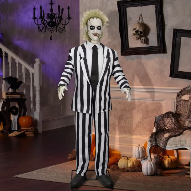 6 Ft. Animated Life-Size Beetlejuice Halloween Prop with 2 Outfits