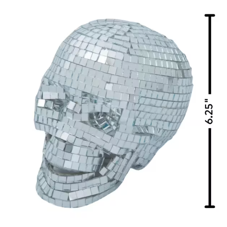 6" Disco Mosaic Skull Halloween Decoration