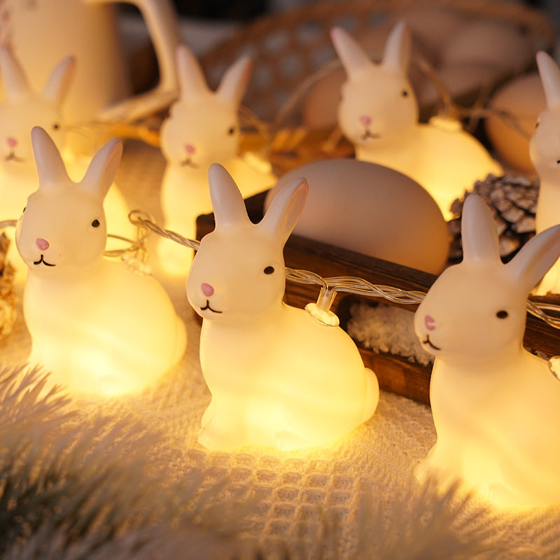 White Easter Bunny LED Light String – (Battery or USB Powered)