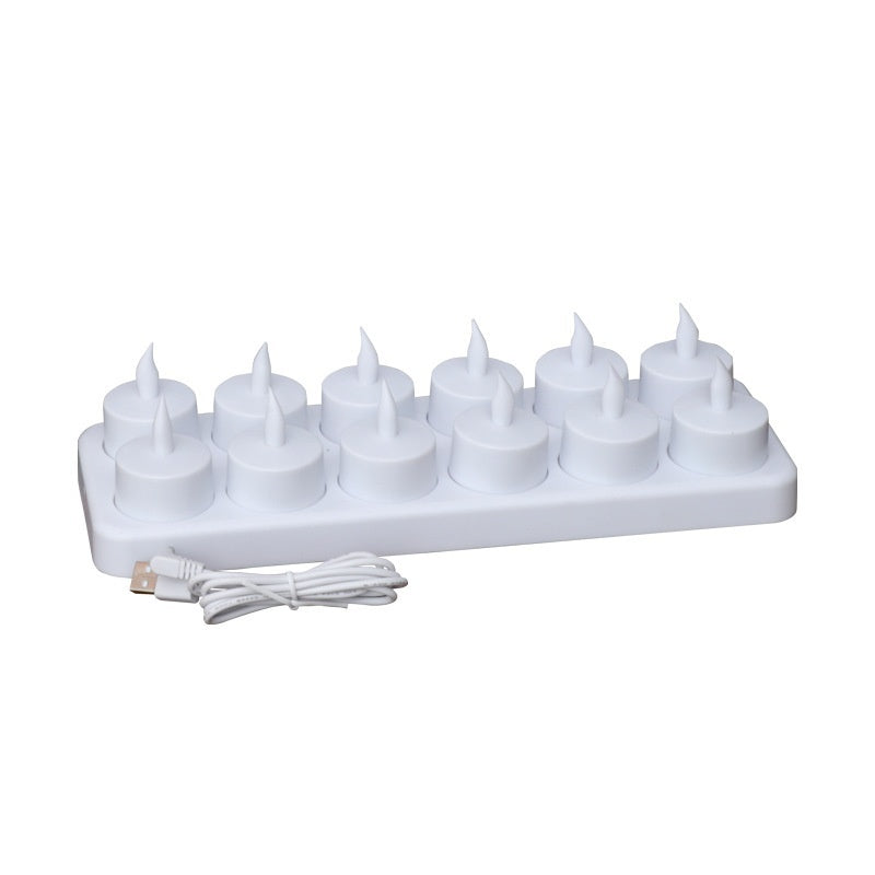 Set of 12 Led Rechargeable Candle Lights with Remote