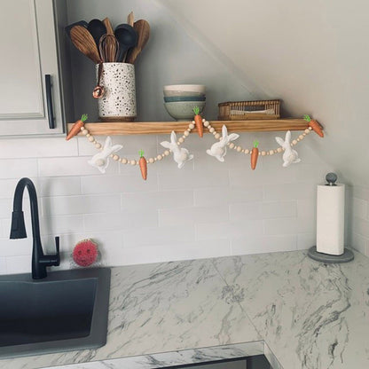 24 in Bunnies & Carrot Wood Bead Easter Garland