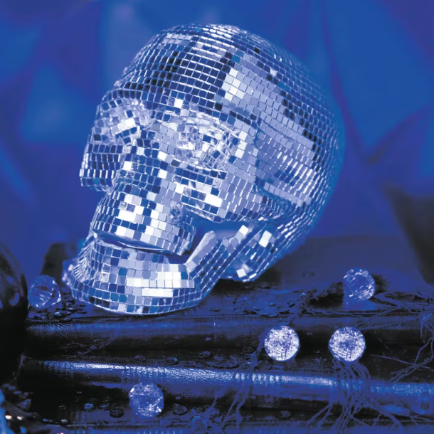 6" Disco Mosaic Skull Halloween Decoration