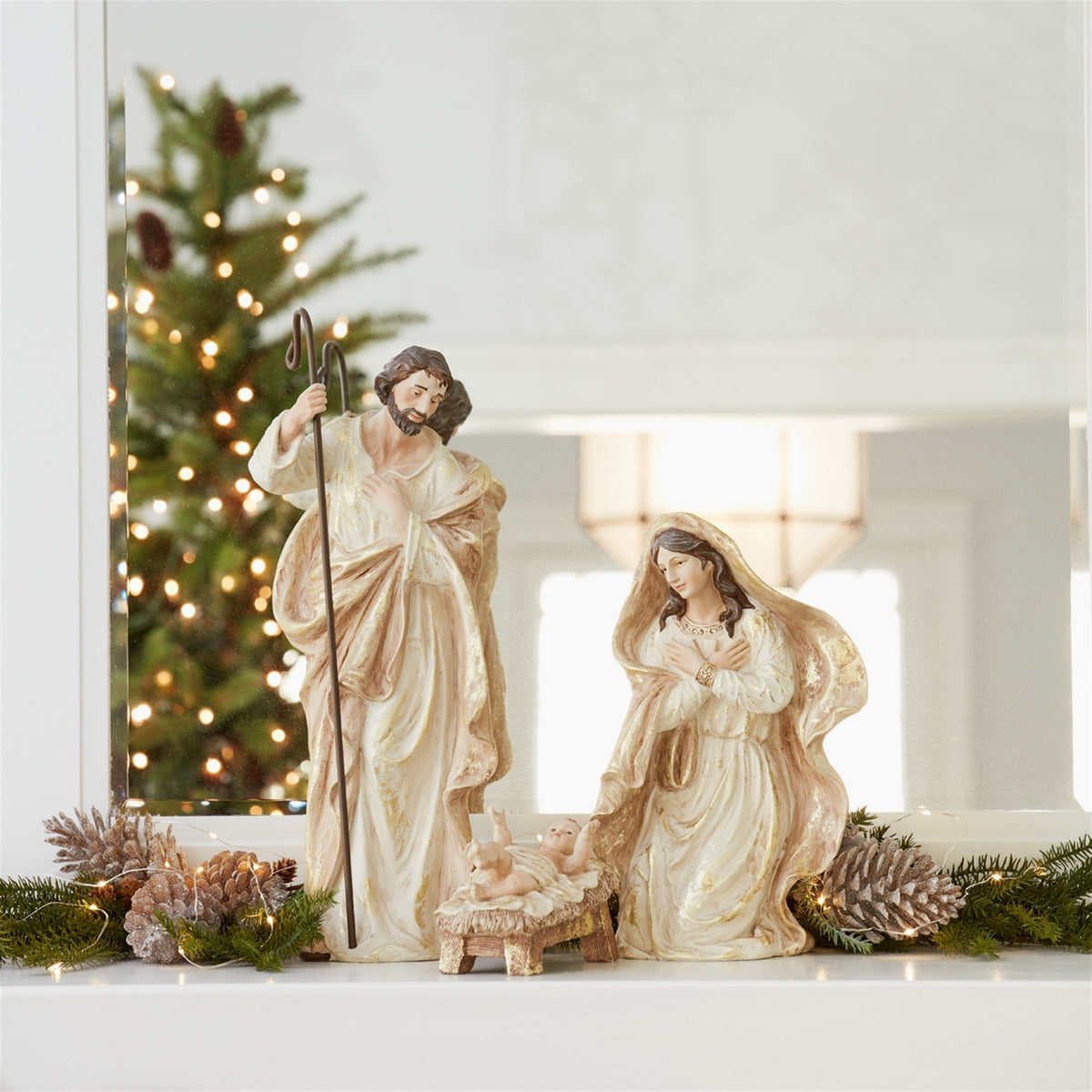 Nativity Holy Family Figurines with Gold Accents (Set of 3) — manufacturer image 2