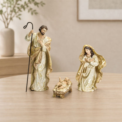 Nativity Holy Family Figurines with Gold Accents (Set of 3) — manufacturer image 3